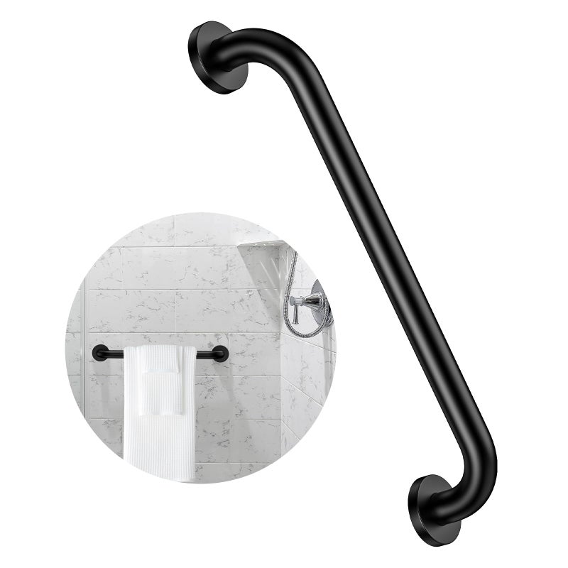 ZUEXT 16 Inch Oil Rubbed Black Stainless Steel Shower Grab Bar Bathroom Safety Hand Rail 500 Lbs Pull Force Concealed Mount Modern Sleek Style